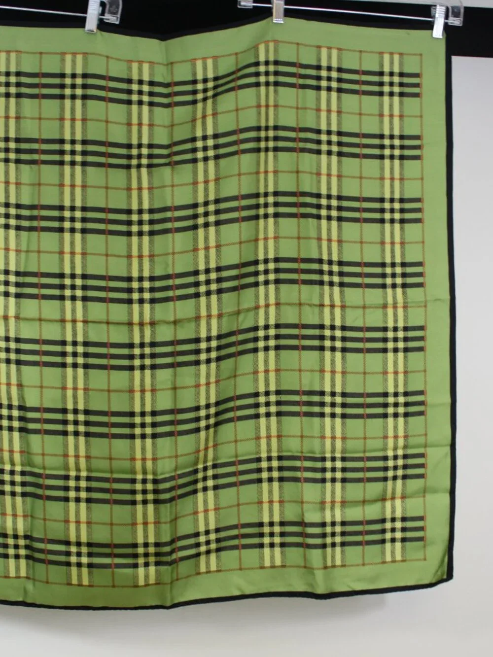 Green‎ Tartan Plaid Silk Scarf Square 34” Classic Preppy Equestrian